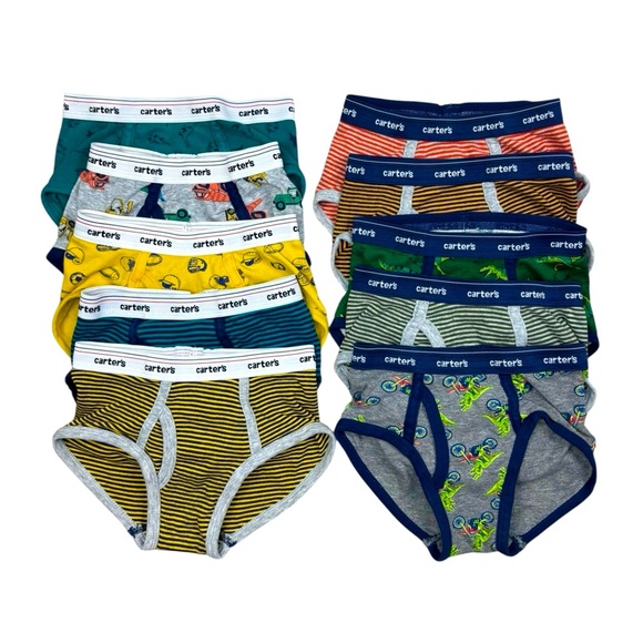 Carter’s Briefs Underwear Lot 6/7 Dinosaur Stripes Sports Trucks - Picture 1 of 8